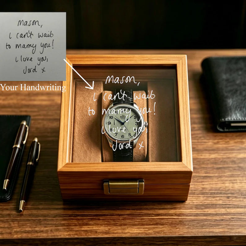 Custom Engraved Wooden Watch Box With Glass Lid
