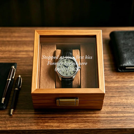 Custom Engraved Wooden Watch Box With Glass Lid